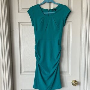 BCBGMaxAzria Teal Cap-Sleeve Sheath Dress